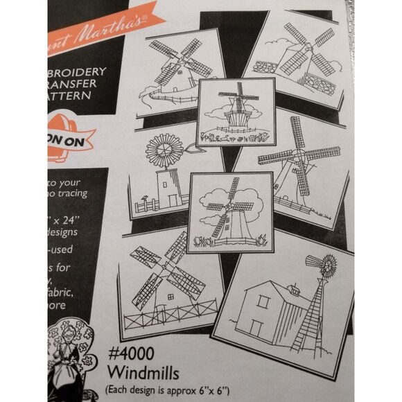 Aunt Marthas Windmills Embroidery Transfer Pattern 4000 Iron On - Picture 3 of 4